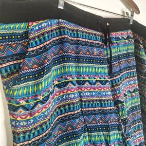 New Look 3XL Palazzo Pants Drawstring W/Pockets Geometric Loungewear Womens